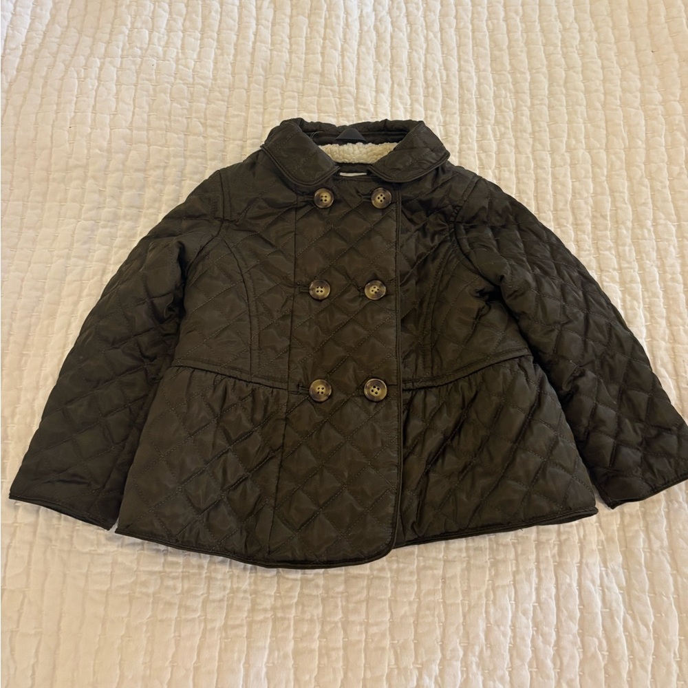Baby Gap Quilted Coat Olive Green 3T  Toddler Girls